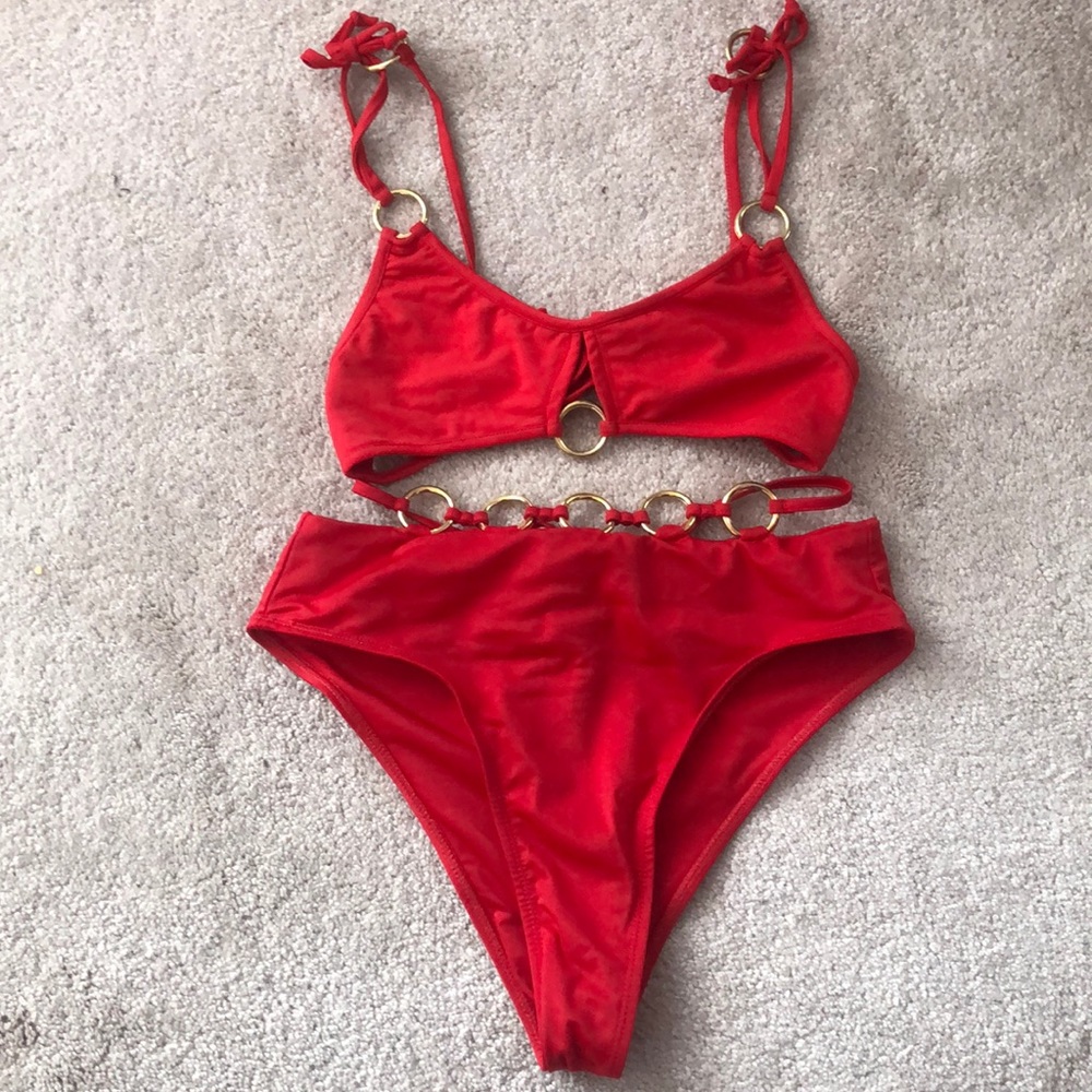 For Love & Lemons Mallorca Ferrari Red Bikini Set